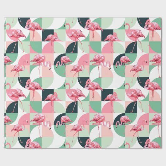 Modernes rosa Flamingo Geometric Girly Chic Muster Geschenkpapier (Flach)