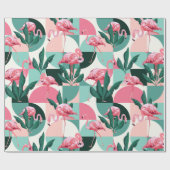 Modernes rosa Flamingo Geometric Girly Chic Muster Geschenkpapier (Flach)