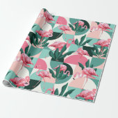 Modernes rosa Flamingo Geometric Girly Chic Muster Geschenkpapier (Ungerollt)