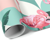 Modernes rosa Flamingo Geometric Girly Chic Muster Geschenkpapier (Rolleneckpunkt)