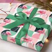Modernes rosa Flamingo Geometric Girly Chic Muster Geschenkpapier