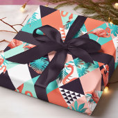 Modernes rosa Flamingo Geometric Girly Chic Muster Geschenkpapier