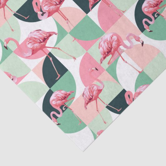 Modernes rosa Flamingo Geometric Girly Chic Muster Seidenpapier (Detail)