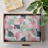 Modernes rosa Flamingo Geometric Girly Chic Muster Seidenpapier (Geschenk)