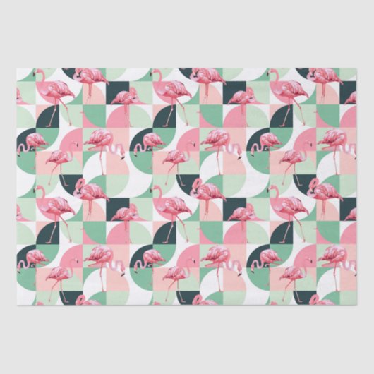 Modernes rosa Flamingo Geometric Girly Chic Muster Seidenpapier (Vorderseite)