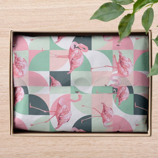 Modernes rosa Flamingo Geometric Girly Chic Muster Seidenpapier