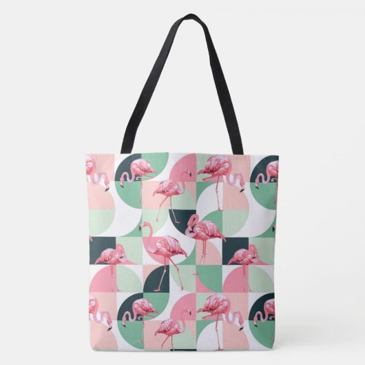Modernes rosa Flamingo Geometric Girly Chic Muster Tasche (Vorderseite)