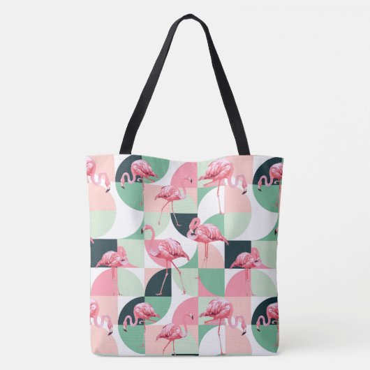 Modernes rosa Flamingo Geometric Girly Chic Muster Tasche (Rückseite)