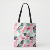 Modernes rosa Flamingo Geometric Girly Chic Muster Tasche (Vorderseite)