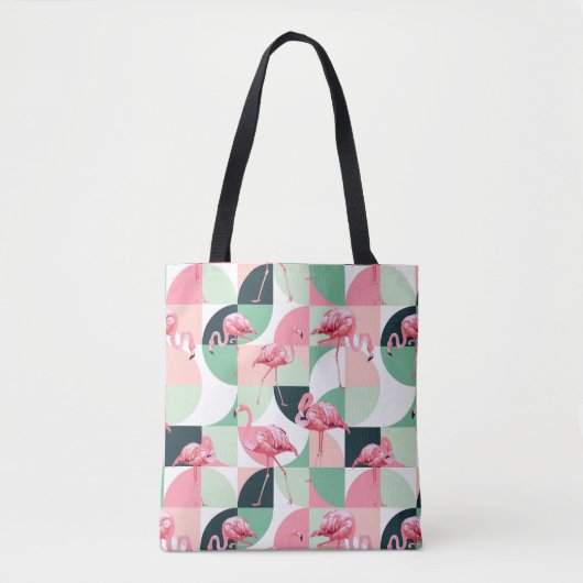 Modernes rosa Flamingo Geometric Girly Chic Muster Tasche (Vorderseite)