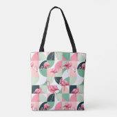Modernes rosa Flamingo Geometric Girly Chic Muster Tasche (Rückseite)