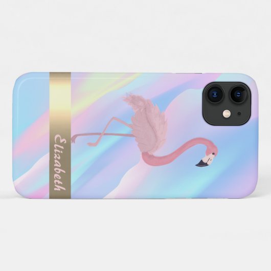 Modernes rosa Flamingo Holographic Abstrakt Case-Mate iPhone Hülle (Rückseite (Horizontal))