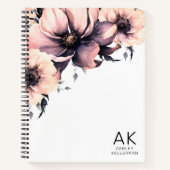 Modernes, rosa, florales Anfangsmonogramm Notizblock (Vorderseite)