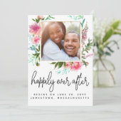 Modernes rosa, florales Foto - glücklich immer Save The Date (Stehend Vorderseite)