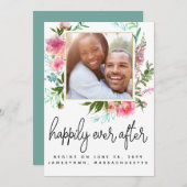 Modernes rosa, florales Foto - glücklich immer Save The Date (Vorne/Hinten)