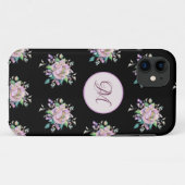 Modernes rosa, florales Monogramm Case-Mate iPhone Hülle (Rückseite (Horizontal))