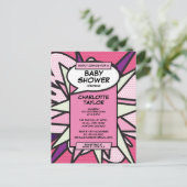 Modernes Rosa Foto Comic Buch Kinderdusche Sprinkl Einladungspostkarte (Stehend Vorderseite)