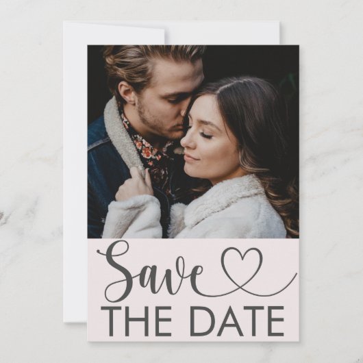 Modernes Rosa Foto & Herz Save the Date (Vorderseite)