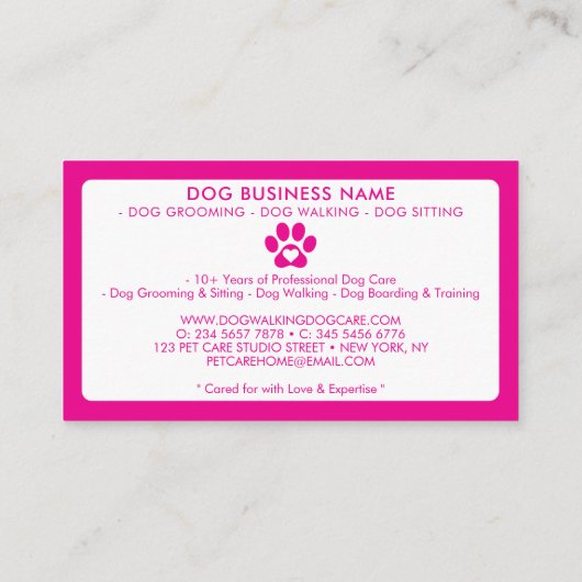 Modernes, rosa Foto Sitzkissen Druck Visitenkarte (Rückseite)