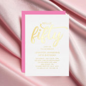 Modernes, rosa Fünfzig und prachtvolles 50. Geburt Folieneinladung
