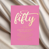 Modernes, rosa Fünfzig und prachtvolles 50. Geburt Folieneinladung