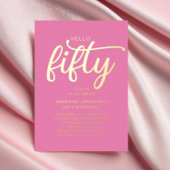 Modernes, rosa Fünfzig und prachtvolles 50. Geburt Folieneinladung