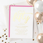 Modernes, rosa Fünfzig und prachtvolles 50. Geburt Folieneinladung