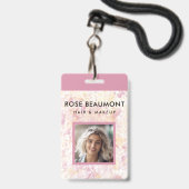 Modernes rosa gelbes Abzeichen Ausweis (Vorderseite mit Lanyard)