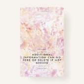 Modernes rosa gelbes Abzeichen Ausweis (Rückseite)