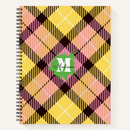 Modernes rosa gelbes Tartan, benutzerdefinierte Mo Notizblock