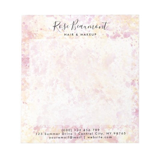 Modernes, rosa gelbes Watercolor-Skript Notepad Notizblock (Vorderseite)