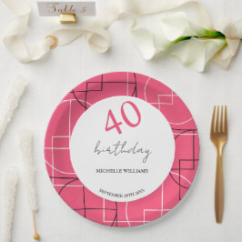 Modernes rosa Geomuster Pappteller