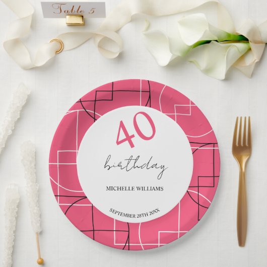 Modernes rosa Geomuster Pappteller (Hochzeit)