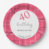 Modernes rosa Geomuster Pappteller (Vorderseite)