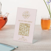 Modernes rosa Geschäft-Logo kontaktloses QR-Code-M Sockelschild (In SItu)