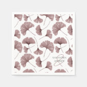 Modernes, rosa Ginkgo Foliage Muster Serviette (Vorderseite)