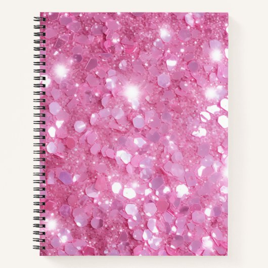 Modernes rosa Glitzer Notebook Notizblock (Vorderseite)