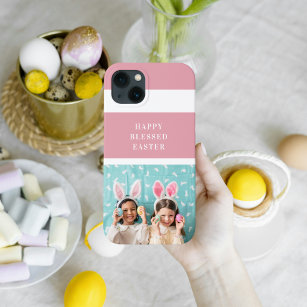 Modernes rosa glückliches gesegnetes Ostern   FOTO Case-Mate iPhone Hülle