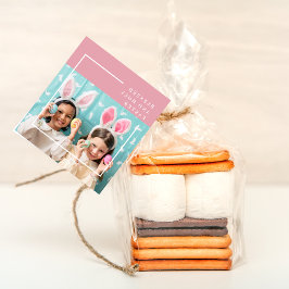 Modernes rosa glückliches gesegnetes Ostern | FOTO Geschenkanhänger