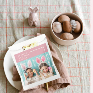 Modernes rosa glückliches gesegnetes Ostern   FOTO Geschenktütchen