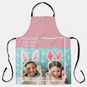 Modernes rosa glückliches gesegnetes Ostern | FOTO Schürze (Vorderseite)