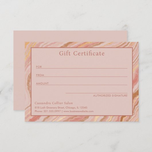 Modernes Rosa Gold Abstrakt Elegantes Geschenkguts (Vorne/Hinten)