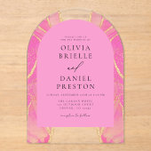 Modernes Rosa Gold Agate Wedding Elegant Acryleinladungen (Vorderseite)