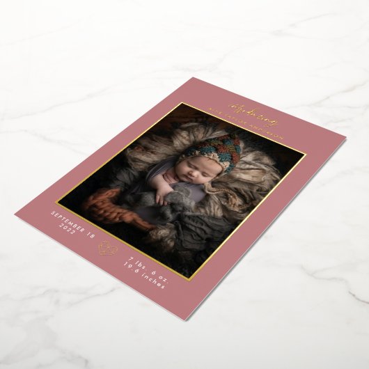 Modernes Rosa Gold - Einführung in die Geburtsankü Folieneinladung (Gedreht)