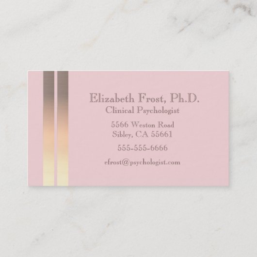 Modernes, rosa Gold gestreift Visitenkarte (Rückseite)