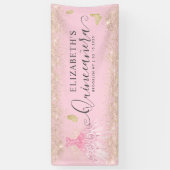 Modernes Rosa Gold Gourmet Quinceañera Willkommen Banner (Vertikal)
