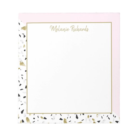 Modernes Rosa Gold Marbella Terrazzo Muster Notizblock (Vorderseite)