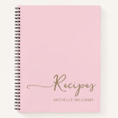 Modernes rosa Gold Monogram Name Cookbook Rezept Notizblock (Vorderseite)