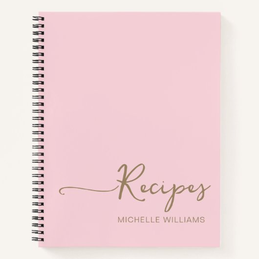 Modernes rosa Gold Monogram Name Cookbook Rezept Notizblock (Vorderseite)