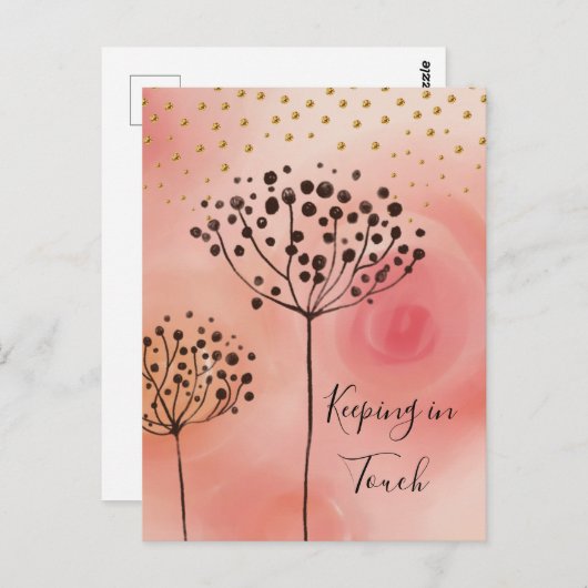 Modernes rosa Golden Behaltend in der Touch Postkarte (Vorne/Hinten)